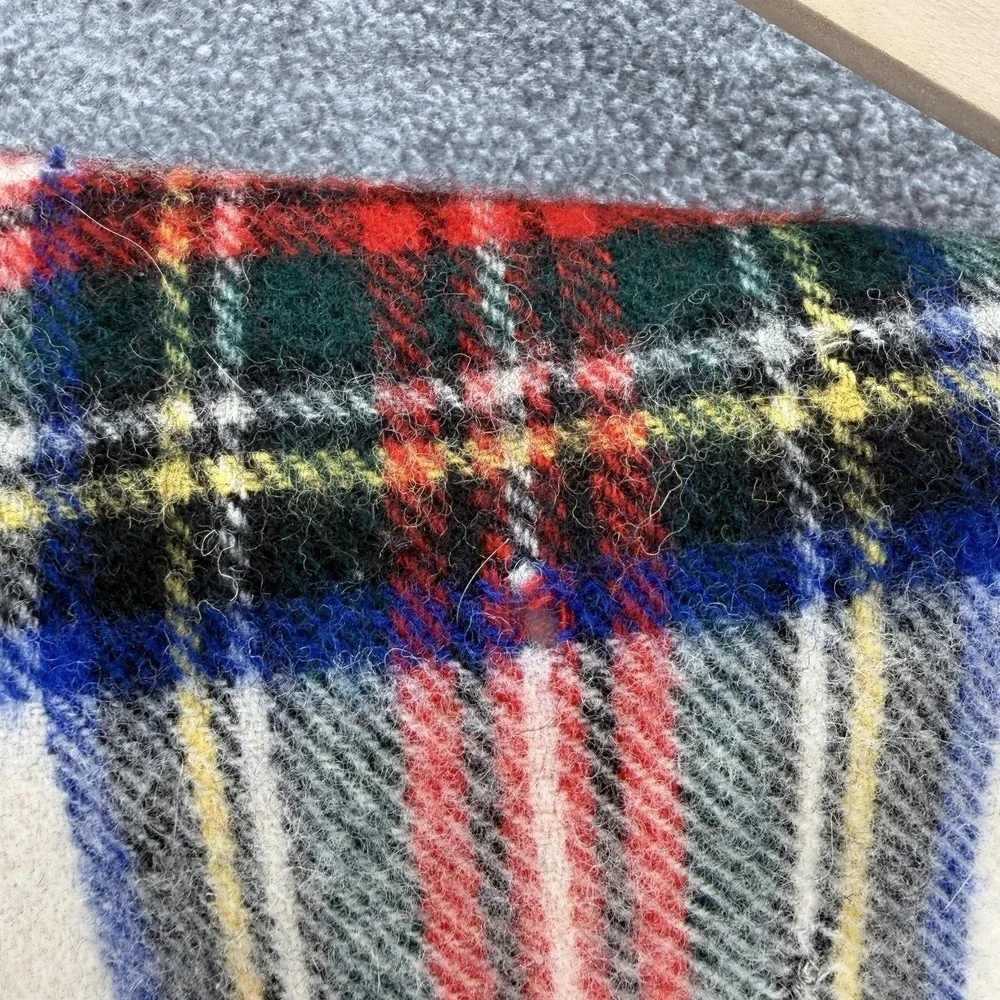 VTG Johnstons Elgin Scarf White Dress Stewart Tartan Wool Plaid Classic Scottish
